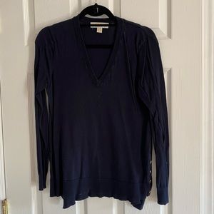 Womens navy sweater with gold buttons